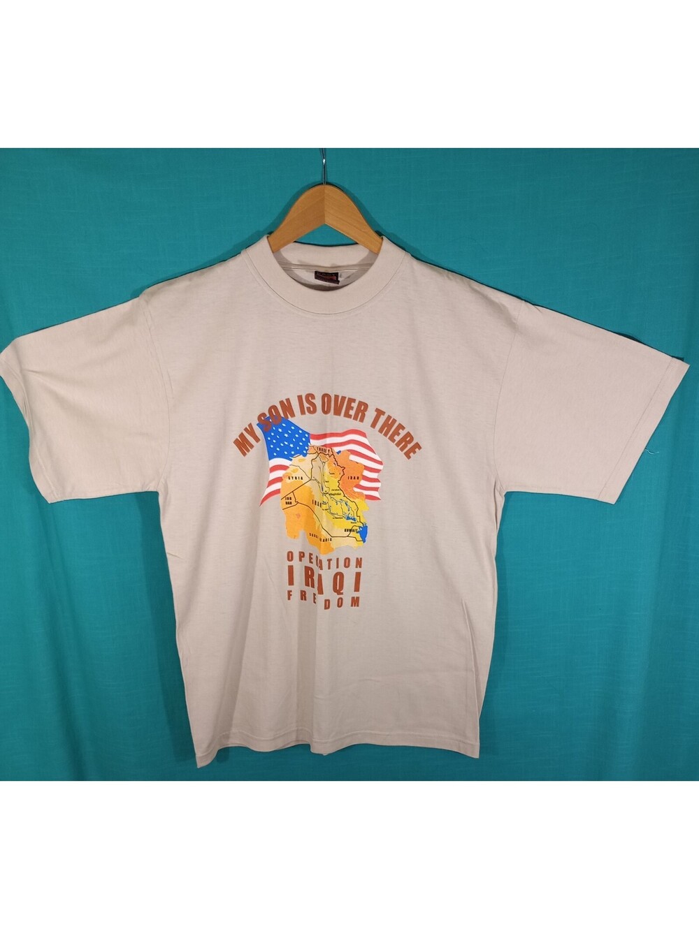 My SON Is Over THERE Operation IRAQI Freedom T-Shirt Easy-T 100% Bomull NWOT